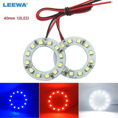 LEEWA 2pcs 40mm Car Angel Eyes 1210/3528 12SMD LED Headlight Halo Ring Angel Eye Lighting White Red Blue #CA2666