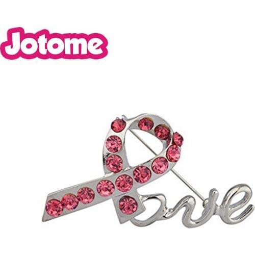 Lux Accessories Pave Pink Crystal Box Breast Cancer Awareness Inspiration Love Pin Brooch
