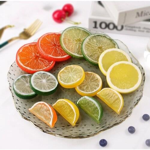 Mini Artificial Fake Lemon Slice Fruit Simulation Ice Cake PVC Artificial Cognitive Toys Wedding Decoration Photography Props