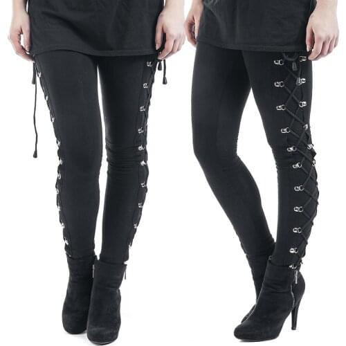 Fashion Nylon Polyester Solid Color Womens Pencil Pants Side Ribbed Straps Skinny Leggings pantalones de mujer pants women