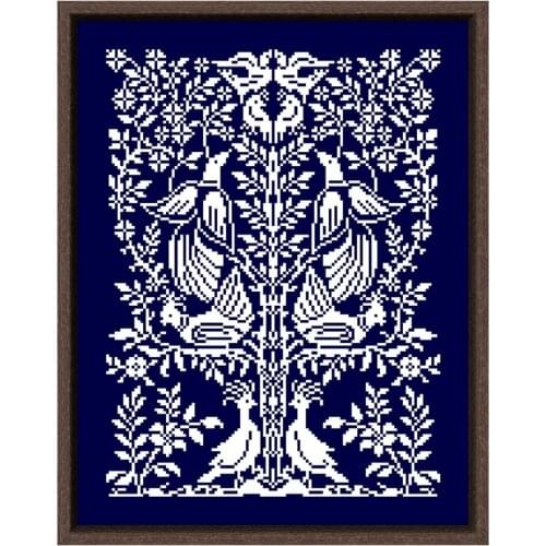 Monochrome totem cross stitch package single color 18ct 14ct 11ct deep blue cotton thread embroidery DIY handmade needlework