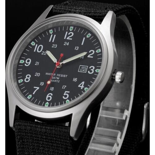 HOT Military Army Mens Date Canvas Strap Analog Quartz Sport Wrist Watch Analog Digital Sports Watches Fashion Casual Gift