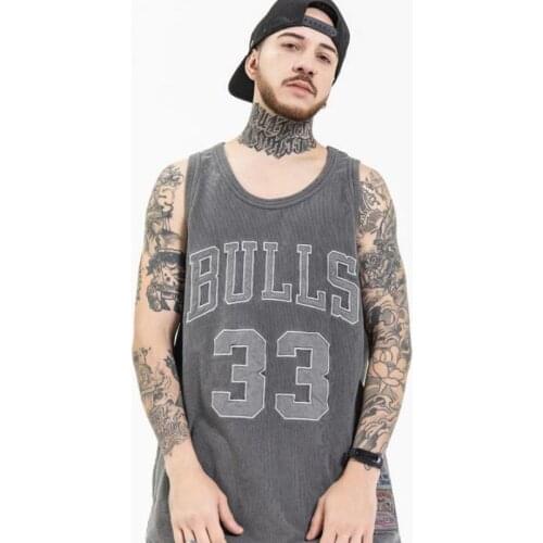 2021 Summer New High Quality Mens Washed And Old Retro Street Embroidery Basketball Vest Loose Oversize Pure Cotton Hip-hop
