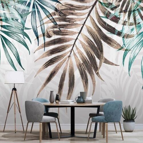 Custom Any Size Mural Wallpaper 3D Hand Painted Watercolor Leaf Wall Painting Living Room TV Sofa Bedroom Papel De Parede Sala