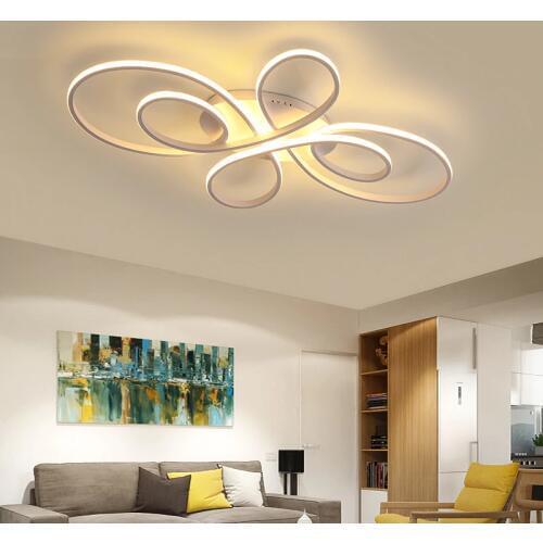 NEO Gleam New Hot RC White/Coffee Modern Led Ceiling Lights For Living Room Bedroom Study Room Dimmable Ceiling Lamp Fixtures