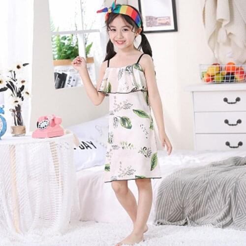 New 2-12Y Girls Nightgown children clothing Knitting silk sleeveless pajamas dress Cute kids Homewear Nightdress Clothes