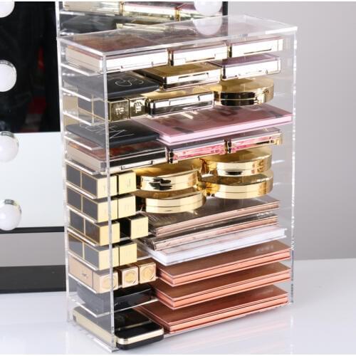 New Arrival Powder Storage Box Transparent Lipstick Makeup Organizer Eye Shadow Organizer Case Cosmetic Organizer For Make Up