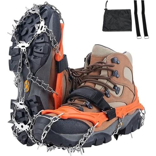 Crampons Upgraded 19 Spikes Ice Snow Grips Camping Anti-Slip Climbing Protect for Walking, Jogging, or Hiking on Snow and Ice
