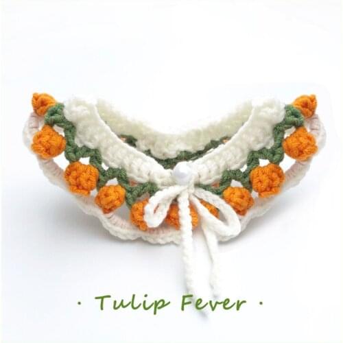 Hand Made Cat Collars Knitted Tulip Scarf Teddy Chihuahua Small Dogs Collars Cute Cat Collars Cat Accessories Cat Supplies