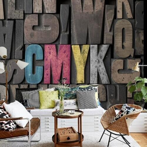 Drop Shipping Custom Wall Mural Custom HD 3D Stereo Alphabet Art TV Mural Living Room Bedroom Restaurant Studio Wallpaper