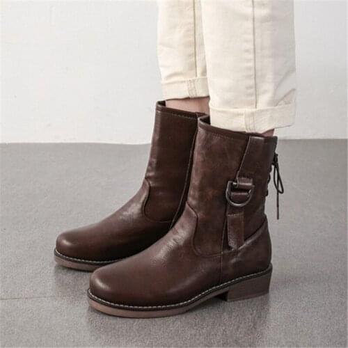 PXELENA Drop Ship Women Ankle Boots Winter Punk Rock Gothic Low Heels Biker Motorcycle Combat Military Boots Lady Shoes Plus Sz