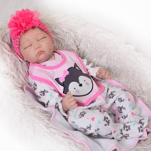 KEIUMI 22 Inch Lifelike bebe Reborn Girl Doll Soft Silicone Cotton Body Realistic Baby Toy Doll For Kids Birthday Gifts