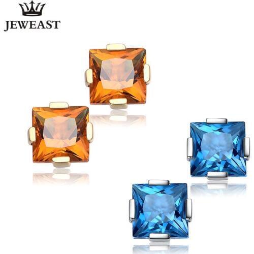 ENZOZB Natural topaz/ citrine 18K Pure Gold Earring Real AU 750 Solid Gold Earrings Diamond Trendy Fine Jewelry Hot Sell New2020