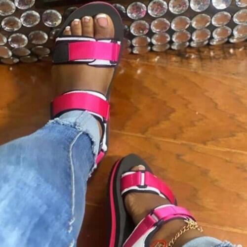 Women Sandals 2021 Summer Hook Loop Thick Bottom Ladies Platform Shoes Women Casual Shoe PU Female Footwear Plus Size