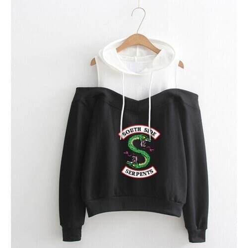 South Side Serpents Hoodies Southside Women Long Sleeve Off-Shoulder Serpents Hoodie Sweatshirts Girls Riverdale Pullover Tops