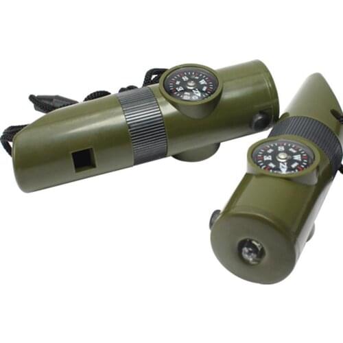 1Pcs Outdoor Whistle Compass flashlight thermometer 7 In 1 Camping Hiking Accessory Multi-Functional Survival Tools