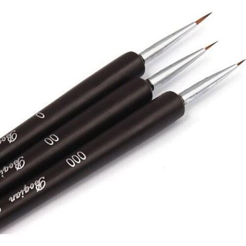 3pcs Black Handle Paint Brushes Gel Art Polish Kit for Drawing Painting Manicure Nail Art Accessories Acrylic Set Pen Pointed