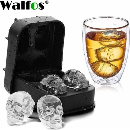 Walfos Ice Cube Maker DIY Creative Silica Skull Shape Tray Mold Home Bar Party Cool Whiskey Wine Ice Cream Bar Tools