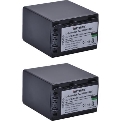 Batmax 2 Pcs 3900mAh NP-FV100 NP FV100 NPFV100 Battery for Sony DCR-SR15 SX15 FDR-AX100 HDR-CX105 HC9 PJ10 TD20V HXR-NX3D1U