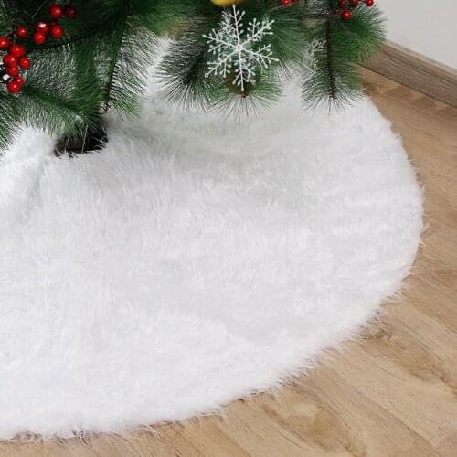 White Plush Christmas Tree Skirt 78cm/90cm/120cm/150cm Merry Christmas Xmas Tree Bottom Dress Carpet Ornament Decorations