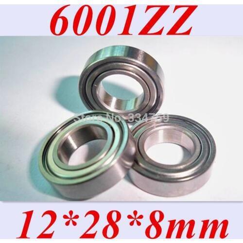 Free Shipping 10pcs 6001Z 6001ZZ ABEC-5 12X28X8 Shielded 6001 Miniature Deep Groove Ball Bearings Woodworking Machinery Parts