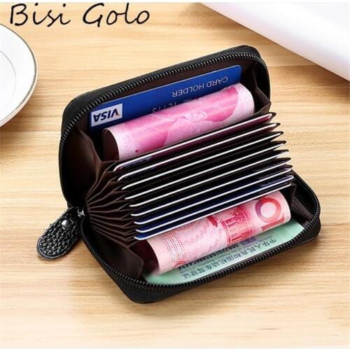 BISI GORO 2020 Credit Card Holder 11 bits Function Genuine Leather Card Wallet Casual High Quality Card Case for Men and Women