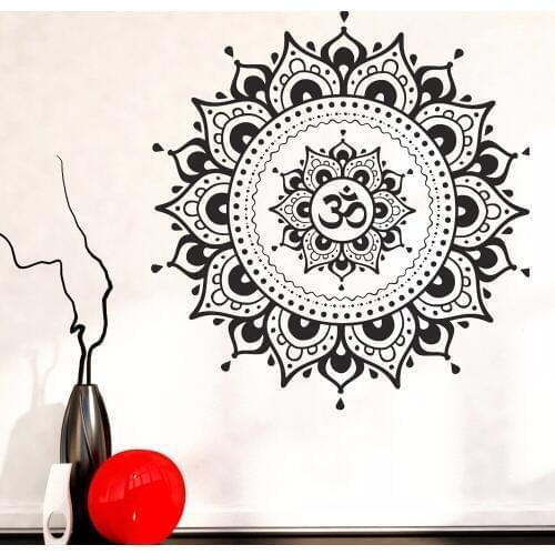 Large Mandala Wall Decal Eye Buddha Yoga Fatima Mandala Lotus Vinyl Wall Stickers Home Decoration Accessories Living Room Z597