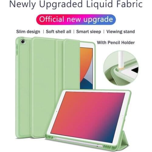 Case For iPad 2021 10.2 2020 2019 2018 9.7 Mini 5 Pro 11 10.5 Air 3 10.9 8th 7th 6th Generation Smart Cover With Pencil Holder