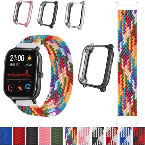 Case + Strap Braided Solo Loop For Amazfit GTS 2/2e/GTS2 Mini/GTR 42mm 47mm/GTR2/2e/stratos 2/3 Bracelet Watch Amazfit Strap