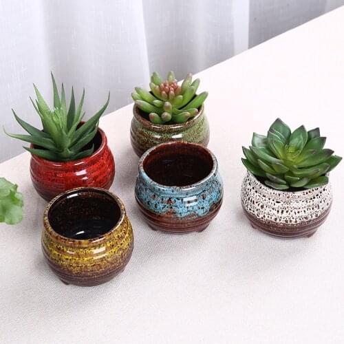 Kiln-changing fleshy flowerpot Green plant small flowerpot Creative ceramic mini potted cartoon kiln-changing fleshy
