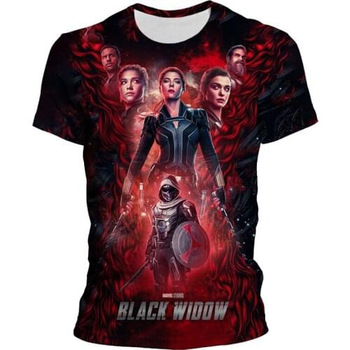 Short Sleeve Men T-shirt Summer Marvel 3D Print Black Widow Children Clothes Streetwear Cool Women Oversized T Shirt