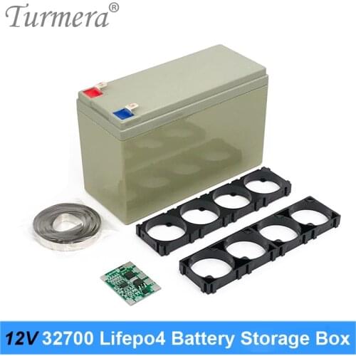 Turmera 12V 32700 Lifepo4 Battery Storage Box 4S 20A BMS Nickel with Holder for Uninterrupted Power Supply or 12V Motorcycle Use