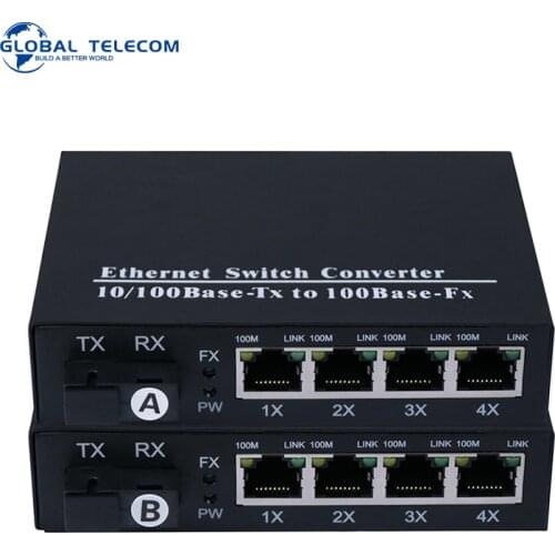 Good Price Fiber Port 4RJ45 1*100M 10/100 Media Converter Manufacturer With 4 Ethernet