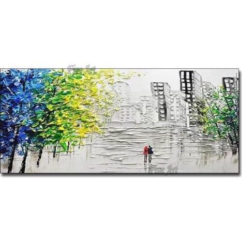 Unframed Art Urban Architecture Knife Oil Painting Foil New Arrival Canvas Painting Wall For Bedroom Home Decor Artwork