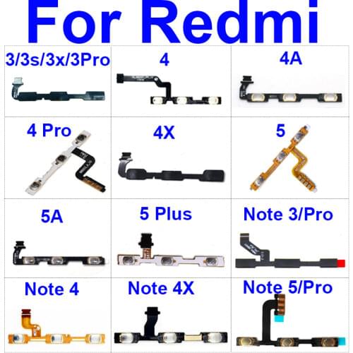 Power & Volume Button For Xiaomi Redmi Note 2 3 3S 3X 3G 4 4X 4G 4A 5 5A Pro Global Audio Control & Power Flex Ribbon Cable
