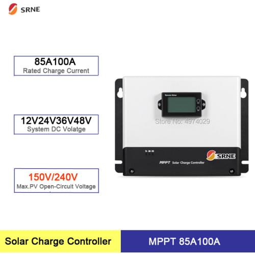 100A 85A MPPT Solar Battery Charger Controller 12V/24V/36V/48V Auto Maximum Input Voltage 150V-250V With LCD Display RS485