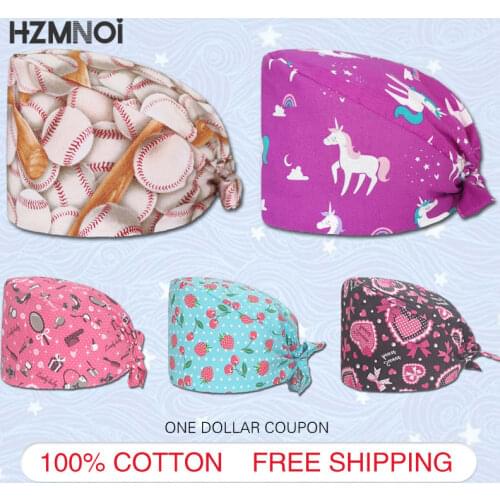 Trendy Womens Cotton Sweat Absorbent Scrub Hat Moisture Absorbent Elastic Model Pet Grooming Care Work Lab Scrub Hat Adjustable
