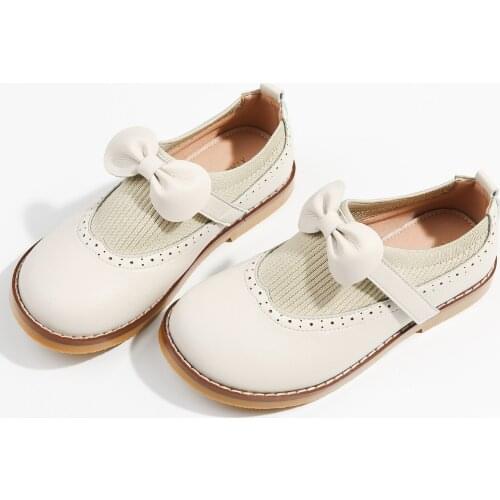 Girls Boys Soft Loafer British Style Comfort School Home Party Wedding Children Shoes with Bow Flats White Black Choir Team Shoe