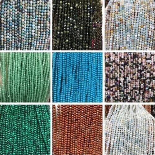 Natural Stone Loose Beads High Quality 2mm 3mm 4mm Faceted Round Shape Gem Necklace Bracelet Jewelry Making Accessories wk261