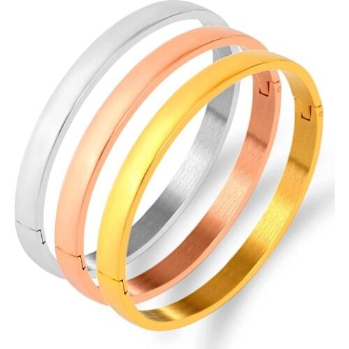 2021 Winter New Model Nice Womens Bangles For Women Rose Gold Color Titanium Steel Charm Cuff Bracelet Simple Trendy Jewelry