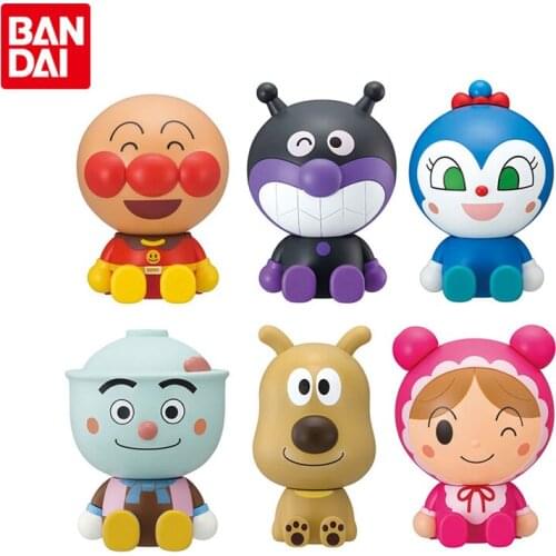 Bandai Genuine Shellless Gacha 4 Anpanman Baikinman Tendonman Akachanman Cheese Dog Anime Action Figures Model Gacha Toys