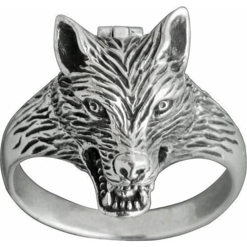 Openable Cover Wolf Ring for Men Silver Color Creative Retro Vintage Animal Party Night Club Mens Statement Rings Male Jewelry