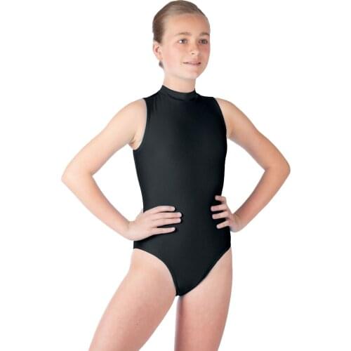 OVIGILY Black Leotard for Girls Gymnastics Kids Turtleneck Sleeveless Ballet Dance Bodysuit Yoga Work Out Class Performance
