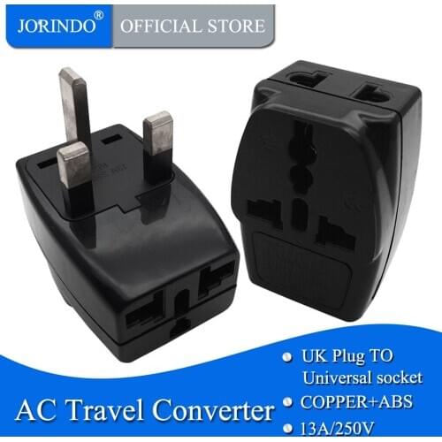 JORINDO 1 to 3 Splitter Universal UK/US/AU 3 Pins 2 Pins Socket to UK 3pin Ireland Singapore 3 Pin Travel Power Adapter Plug