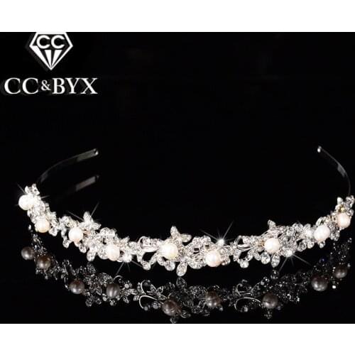 Simple Design Simulated Pearl Crystal Crown Tiara Bridal for Women Party Fashion Hair Jewelry Wedding Hair Accessories F011