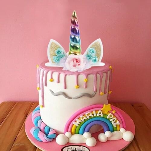 QIFU Unicorn Cake Toppers Decor Unicorn Birthday Party Decorations Kids Girl Cupcake Wrappers Cake Topper Unicorn Party Supplies