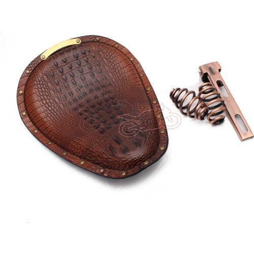 Universal for Harley Custom Chopper Bobber Motorcycle Retro Crocodile PU Leather Solo Rivet Seat Cushions +3" Spring Bracket