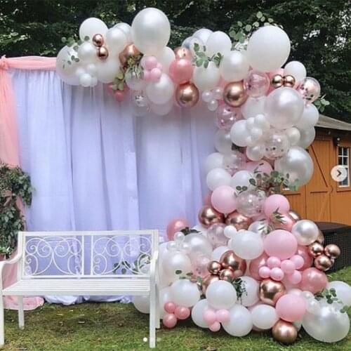 115pcs Balloon Garland Arch Kit 16Ft Long Pink White Rose Gold Latex Air Globos For Baby Shower Birthday Party Decor Supplies