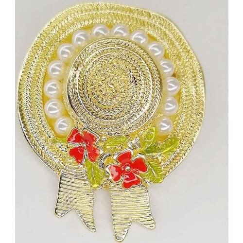 YDGY Colors Big Hat Rhinestone Brooch Vintage Flower Pins and Brooches Antique Fashion Jewelry Scarf Buckle Jewelry
