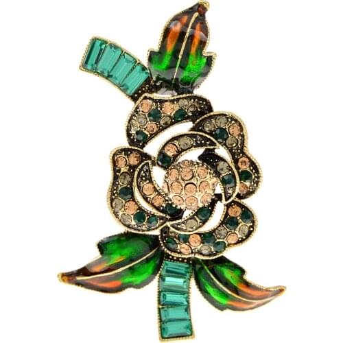 CINDY XIANG New Elegant Crystal And Rhinestone Flower Brooch Pins For Women Coat Scarf Buckle Enamel Leaves Accessories Jewelry